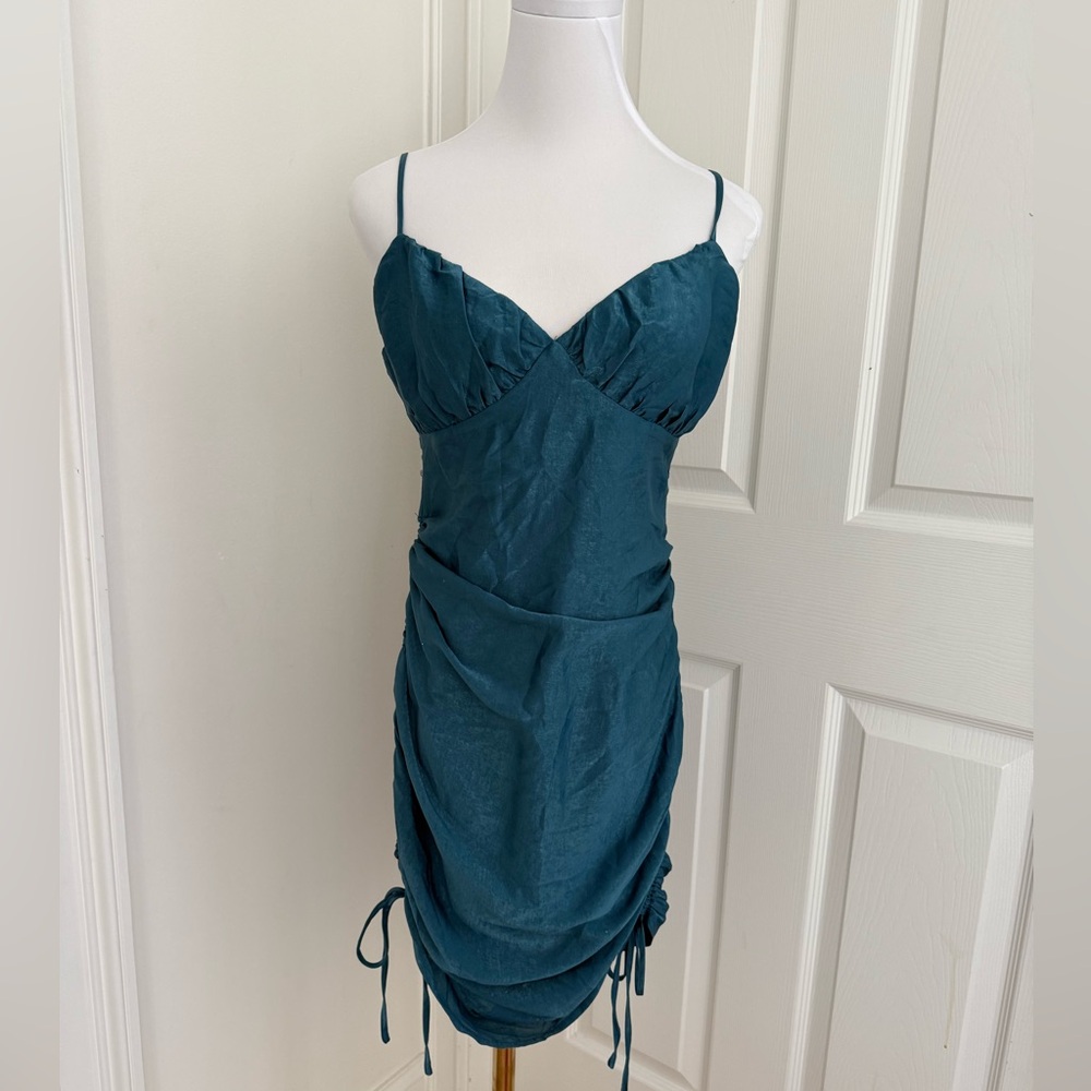 Blue Blush Teal Ruched Dress